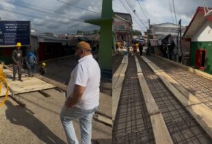Prefeito Nicson Marreira destaca avanço em obra histórica de ponte em Tefé; veja