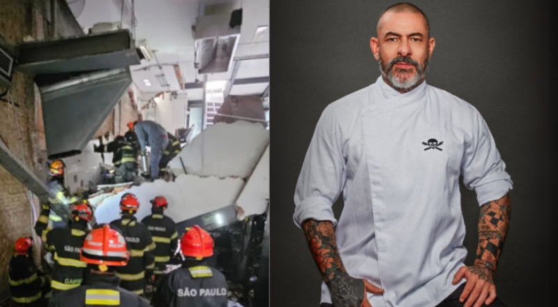 Parte do teto de restaurante onde Fogaça é chefe desaba em SP; uma mulher morreu