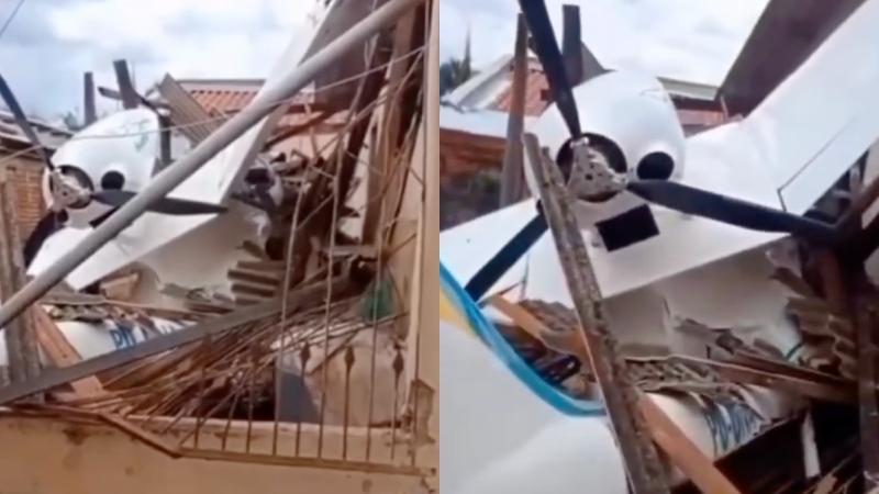 Avião cai sobre casa em Goiânia e deixa a população desesperada; veja vídeo