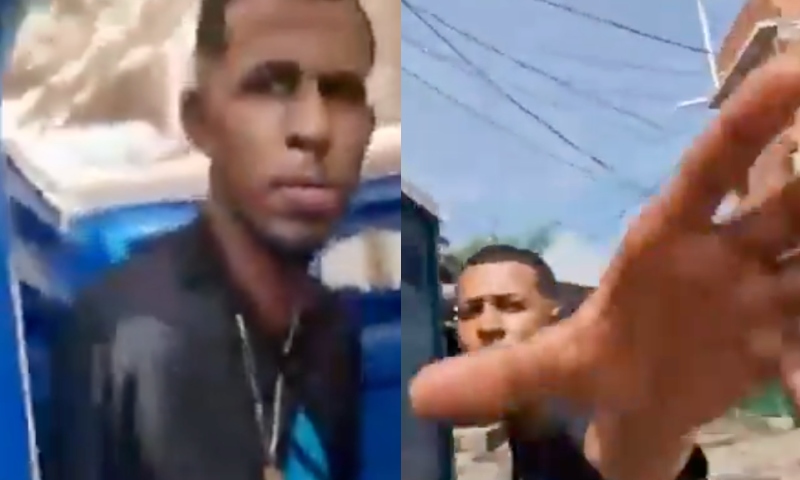‘Cria’ é flagrado se aventurando com trans do job em banheiro químico após baile funk; veja vídeo