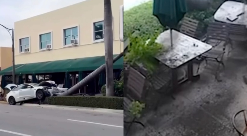 Carro desgovernado invade restaurante e deixa clientes em pânico na Flórida; veja vídeo