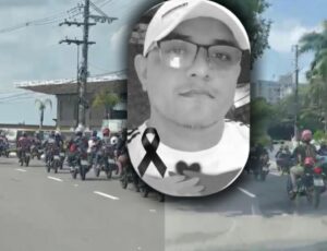 Mototaxistas realizam cortejo na Ponta Negra em despedida ao colega assassinado durante corrida em Manaus; veja vídeo