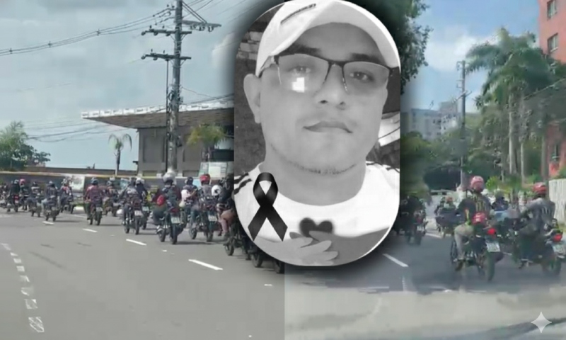 Mototaxistas realizam cortejo na Ponta Negra em despedida ao colega assassinado durante corrida em Manaus; veja vídeo