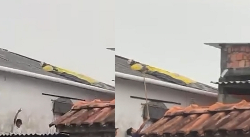 Objeto com paraquedas cai sobre casa e assusta moradores na zona Oeste de Manaus; veja vídeo