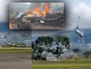 Tudo filmado: avião cai logo após decolagem e explode na Venezuela