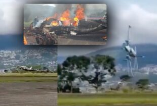 Tudo filmado: avião cai logo após decolagem e explode na Venezuela