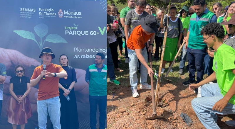 Prefeito David Almeida lança projeto “Parque 60+ Verde” com plantio simbólico no Parque Municipal do idoso