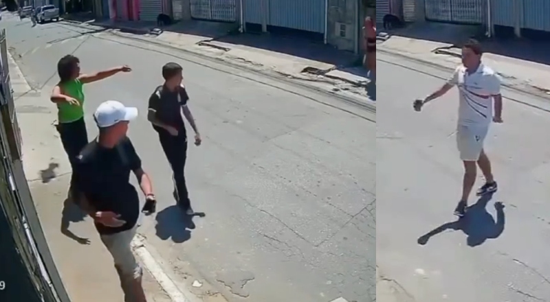 Vizinhos ficam apavorados ao verem mulher com faca cravada nas costas fugindo do namorado; veja vídeo