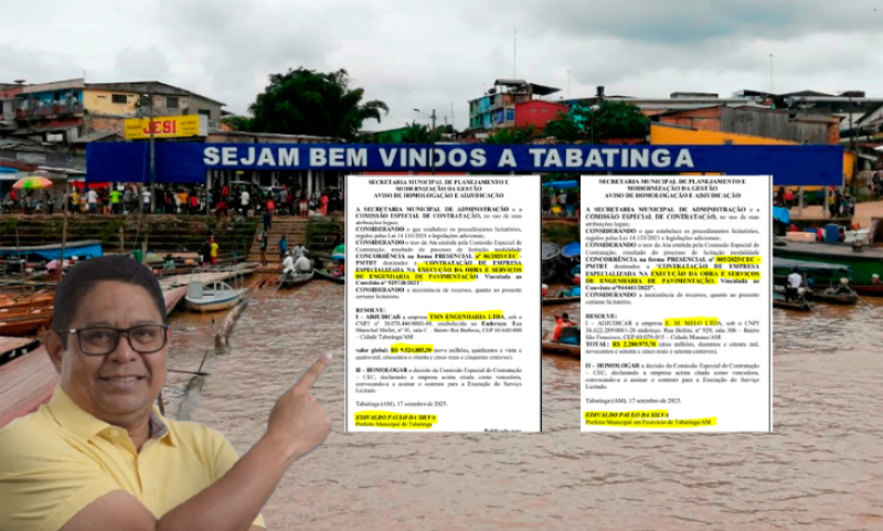 Mistério: prefeito Plínio Cruz fecha contrato de R$ 11 milhões com pavimentação fantasma em Tabatinga; veja documentos