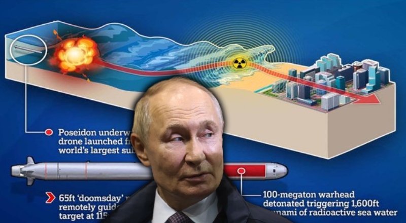 Putin anuncia teste bem-sucedido do torpedo nuclear “Poseidon”, capaz de gerar tsunamis radioativos