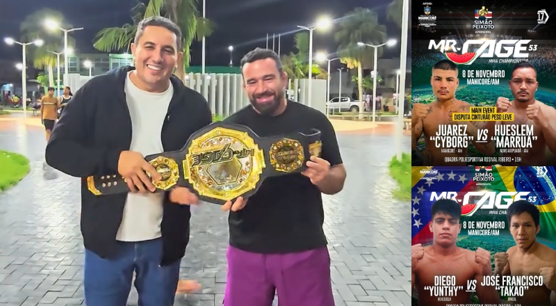 Simão Peixoto promove Mr. Cage em Manicoré, com disputas de cinturão e duelo internacional no MMA; vídeo