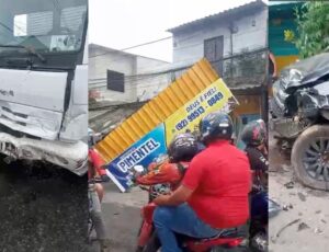 Urgente: caminhão perde freio e causa destruição no bairro Nova Vitória; veja vídeo