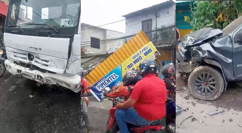 Urgente: caminhão perde freio e causa destruição no bairro Nova Vitória; veja vídeo