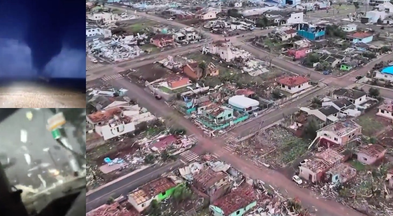 Vídeo mostra momento da chegada de tornado que destruiu 80% de cidade no Paraná; veja