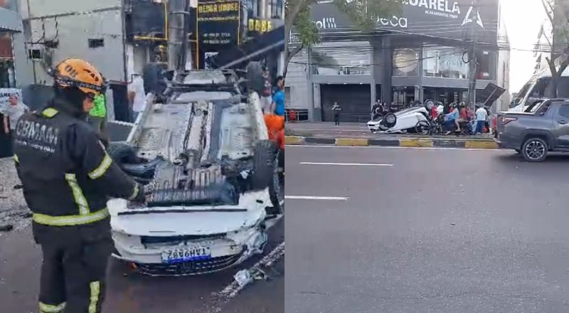 Família sofre grave acidente após motorista ‘cochilar’ ao volante na Djalma Batista; veja os vídeos