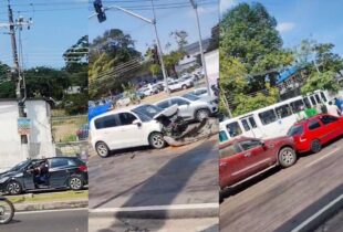 Curiosidade custa caro: motorista bate após parar para ver acidente na avenida Constantino Nery, em Manaus; veja vídeo