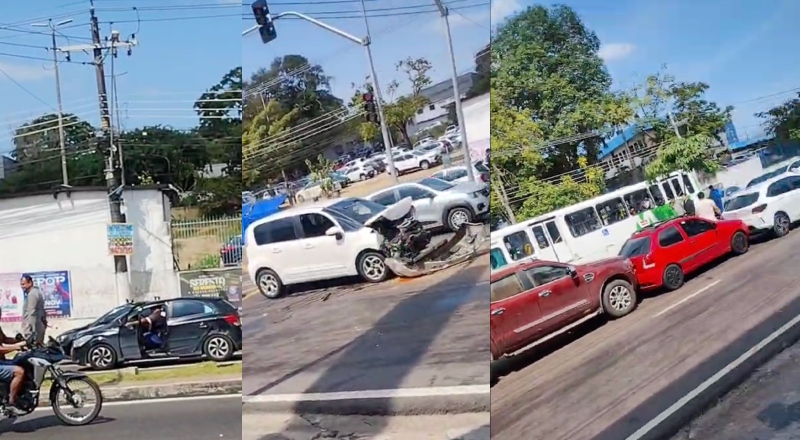 Curiosidade custa caro: motorista bate após parar para ver acidente na avenida Constantino Nery, em Manaus; veja vídeo