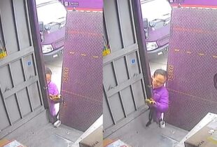 “O último trabalho”: entregador tenta consertar porta de caminhão e o pior acontece; veja vídeo