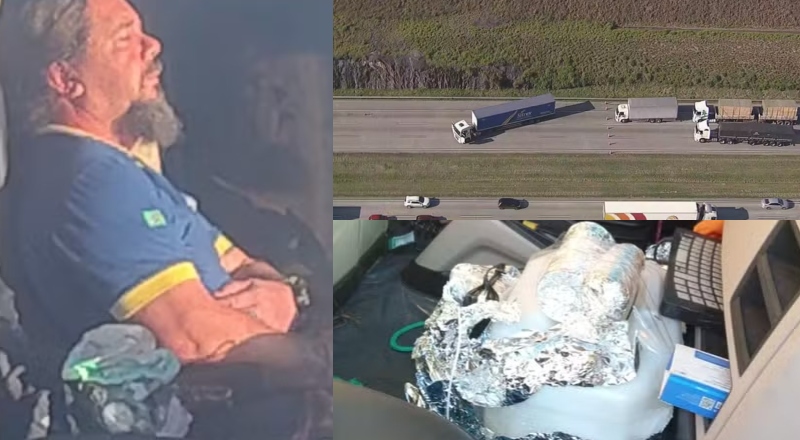 Caminhoneiro vive momentos de terror após sequestradores colocarem bomba falsa em cabine; veja vídeo