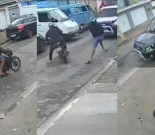 "Strike!": assaltante na garupa tem "CPF cacelado" por motorista que não teve piedade; veja vídeo