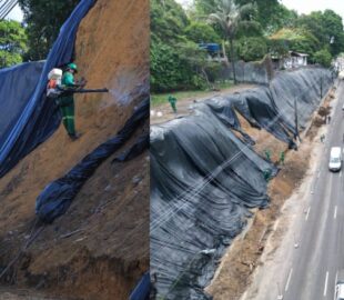 Geomanta avança na Mário Ypiranga e reforça proteção contra deslizamentos em Manaus