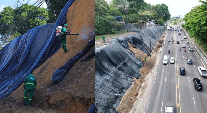 Geomanta avança na Mário Ypiranga e reforça proteção contra deslizamentos em Manaus
