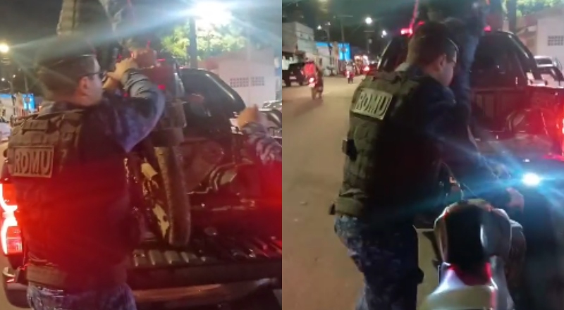 Fuga às pressas: suspeitos abandonam moto roubada ao notarem policiais da ROMU no Centro de Manaus; veja vídeos