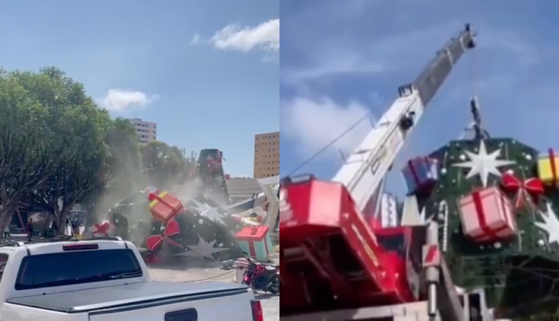 Urgente: morre trabalhador que estava montando árvore de Natal no Largo de São Sebastião