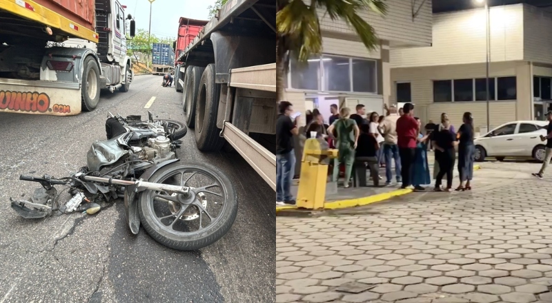 Vítimas de acidente entre carreta e moto na Avenida Rodrigo Otávio morrem em hospital de Manaus; veja vídeo