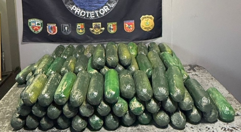 Salada proibida: passageira é flagrada com 70kg de cocaína em pepinos falsos dentro de barco no AM