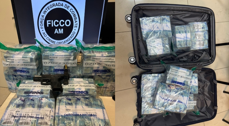 PF e ROCAM prendem três homens com R$ 2,5 milhões em mala durante ação contra lavagem de dinheiro em Manaus; veja vídeo