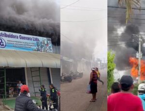 Distribuidora pega fogo na Colômbia enquanto amazonenses de Tabatinga faziam compras; veja vídeo