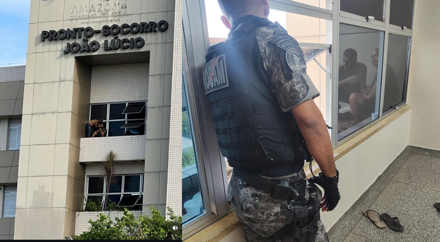Pânico: casal surta e vai parar na janela do Hospital João Lúcio, em Manaus; veja vídeo