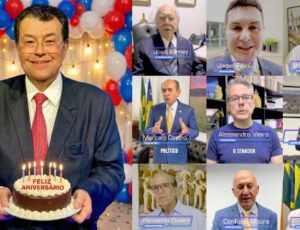 Autoridades parabenizam o senador Eduardo Braga, que completa 65 anos neste sábado; veja vídeo