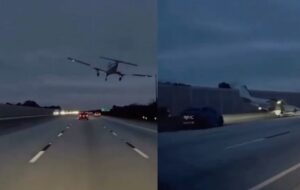 Avião faz pouso de emergência e atinge carro em rodovia na Flórida; veja vídeo