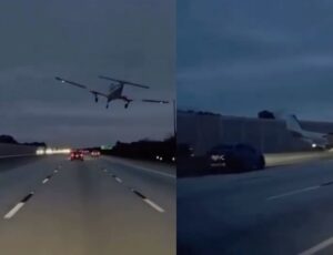 Avião faz pouso de emergência e atinge carro em rodovia na Flórida; veja vídeo