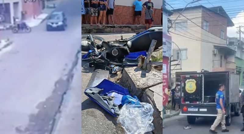 Veja momento em que jovem morre durante grave acidente de moto em Manaus