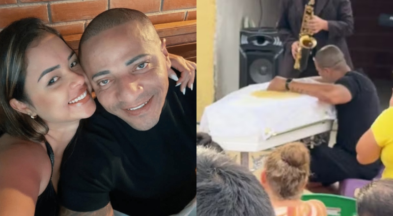 Suspeito de jogar esposa do 10º andar de prédio chorou no velório dela antes de ser preso; veja vídeo