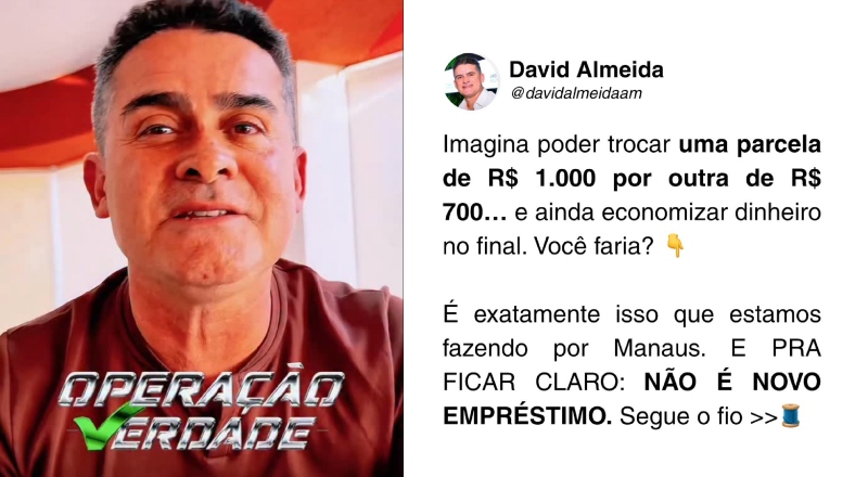‘Operação Verdade’: Prefeito David Almeida desmente Fake News e detalha economia de milhões com refinanciamento e redução de juros
