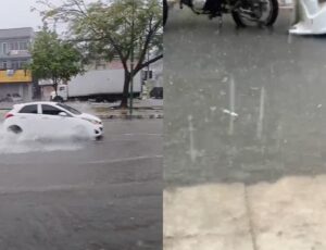 Forte chuva deixa áreas alagadas em Manaus; veja vídeo