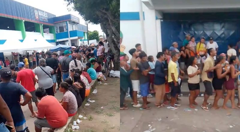 Confusão na distribuição de cestas natalinas deixa moradores passando mal e gera revolta em Maués; veja vídeos
