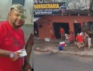 Vizinhos filmaram outra briga do borracheiro esfaqueado onde ele dá tapão no rosto de uma mulher; veja vídeo