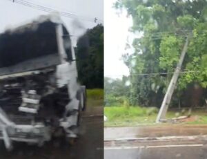 "Cavalinho" perde controle e derruba poste no Tarumã; veja vídeo