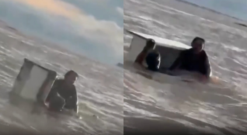 Casal sobrevive após passar três horas à deriva agarrado a porta de geladeira em Manacapuru; veja vídeo