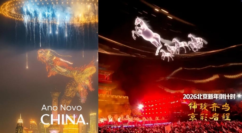 Ano Novo na China impressiona com hologramas; veja vídeo