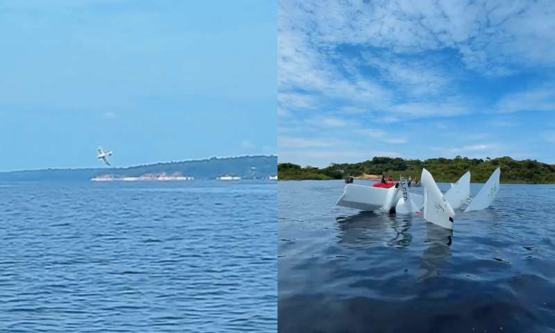 Vídeo mostra momento exato em que avião cai em praia de Iranduba; veja