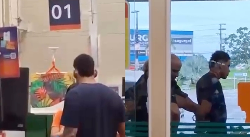 Homem enfurecido ameaça esfaquear a ex-namorada dentro de supermercado em Manaus; veja vídeo