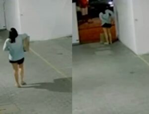 Mulher coloca bebê morto em caixa de papelão e abandona dentro de lata de lixo; veja vídeo