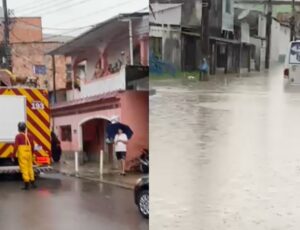 Bombeiros resgatam micro-ônibus de rota que atolou em igarapé transbordado no Armando Mendes; veja vídeo