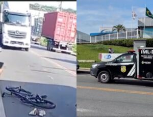 Marinheiro morre após ser atropelado por carreta no bairro Distrito Industrial; veja vídeo